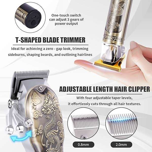 soieho Hair Clipper for Men Set Cordless Electric Hair Clipper T-Shaped Beard Trimmer Nose Hair Trimmer Electric Shaver Professional Haircutting and Beauty Kit - Image 2