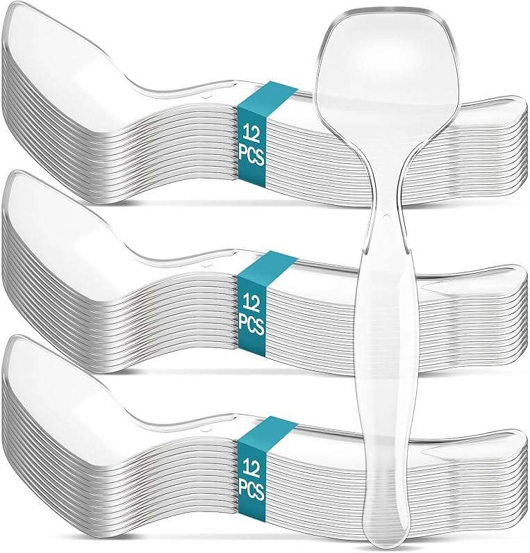 LemonRoad 36 Pack Plastic Serving Spoons for Buffet, Clear Plastic Serving Utensils for Hot and Cold Food, Large Heavy Duty Disposable Utensils for Parties, Holidays and Gatherings - Image 1