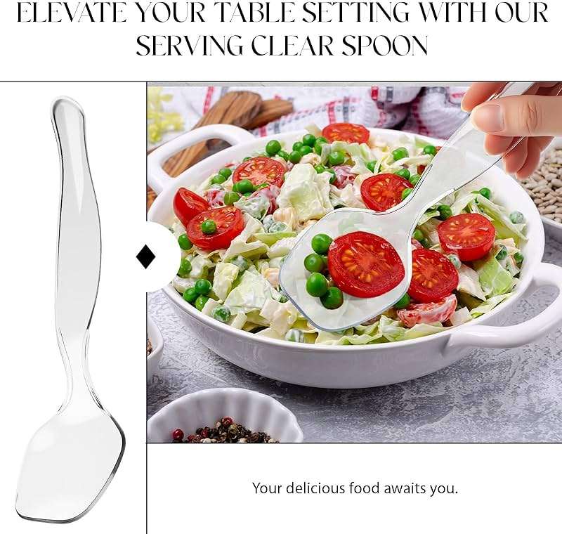 LemonRoad 36 Pack Plastic Serving Spoons for Buffet, Clear Plastic Serving Utensils for Hot and Cold Food, Large Heavy Duty Disposable Utensils for Parties, Holidays and Gatherings - Image 5