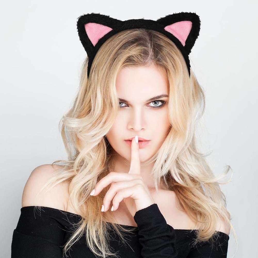 Etercycle Cat Ear Headbands For Women, Cute Fuzzy Cat Washing Face Makeup Head Band for Spa Yoga Halloween Parties Cosplay - Image 5