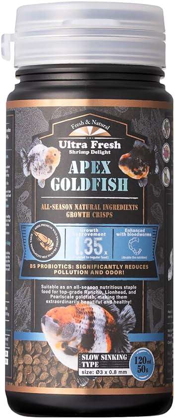 Ultra Fresh Apex Goldfish Growth Crisps, Premium All Natural Ingredients Goldfish Fish Food, Slow Sinking, 1.76 oz - Image 1
