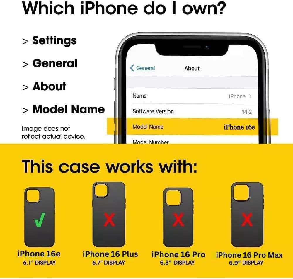 OtterBox iPhone 17e & iPhone 16e Commuter Series Case - Night Reverse (Yellow & Black) | Slim & Tough | Pocket-Friendly | with Port Protection | Non-Retail Packaging - Image 2