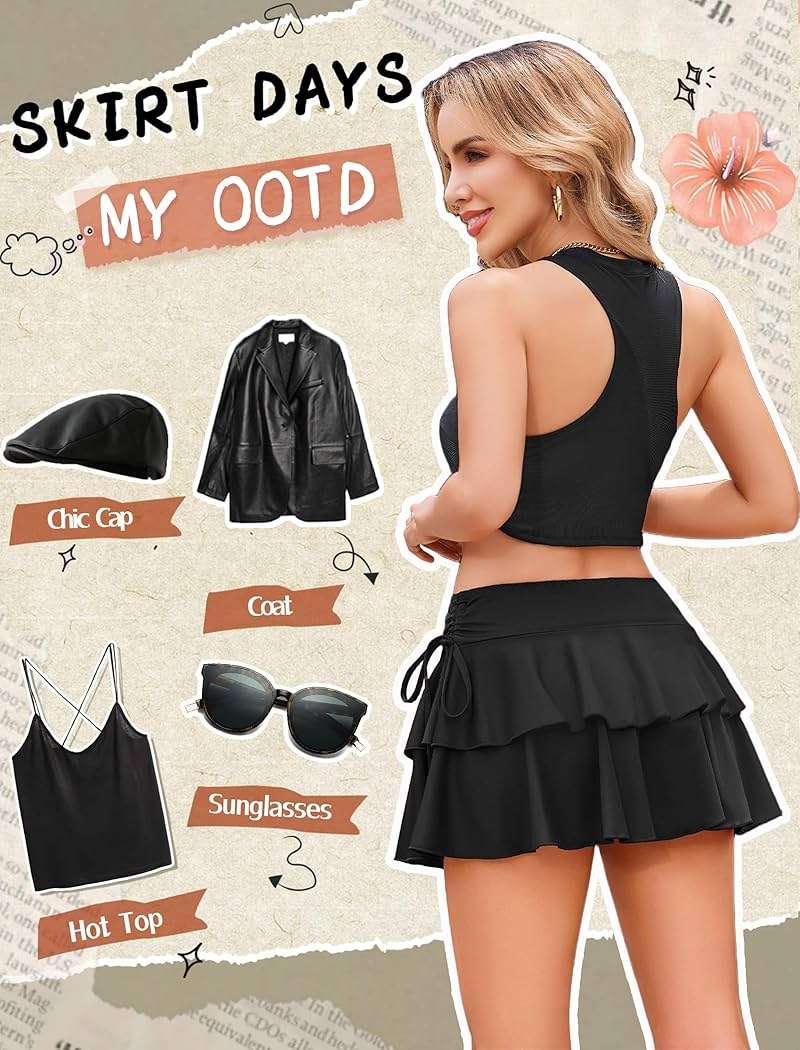 Avidlove Mini Skirts for Women Casual Micro Y2K Pleated Skirt Layered Ruffle Short Skirts Cheer Skirt Cosplay Outfits S-XXL - Image 2