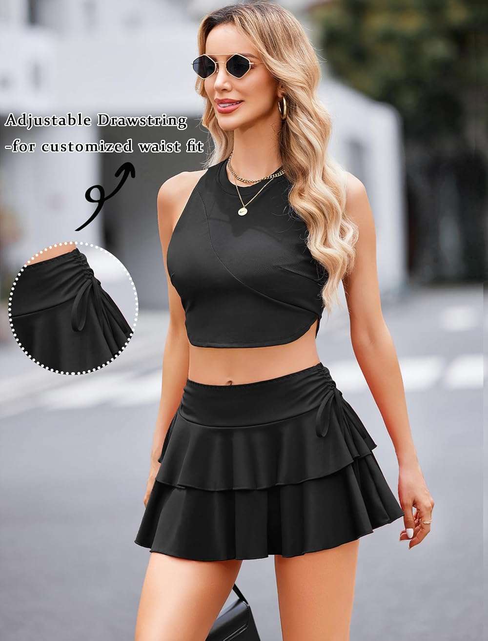 Avidlove Mini Skirts for Women Casual Micro Y2K Pleated Skirt Layered Ruffle Short Skirts Cheer Skirt Cosplay Outfits S-XXL - Image 3