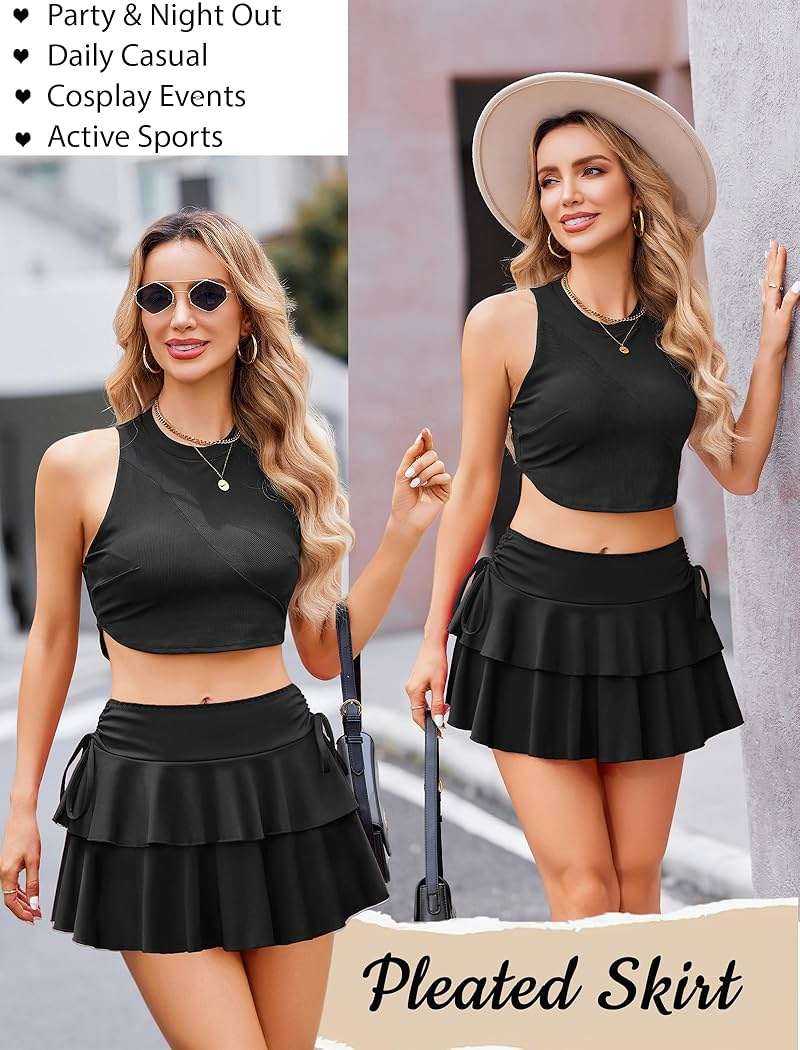 Avidlove Mini Skirts for Women Casual Micro Y2K Pleated Skirt Layered Ruffle Short Skirts Cheer Skirt Cosplay Outfits S-XXL - Image 5