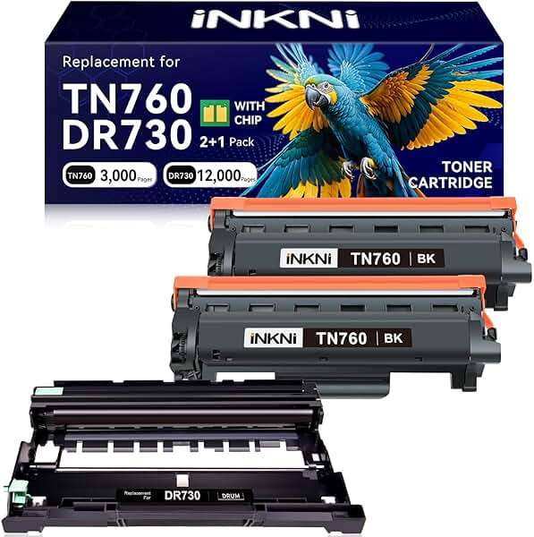 TN760 and 730 Drum Unit Compatible Toner Cartridge Replacement for Brother TN-730/TN-760 730 TN-760 for MFC-L2710DW MFC-L2750DW DCP-L2550DW HL-L2350DW HL-L2395DW HL-L2370DW (3Pack) - Image 1