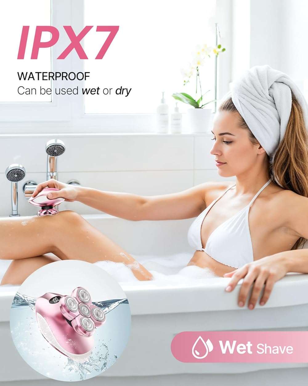 Electric Razors for Women, 5-in-1 Rechargeable Body Shaver - Waterproof Wet Dry Hair Remover - Trimmer for Lady Face Underarms Bikini,Lips,arms, Legs - Image 6
