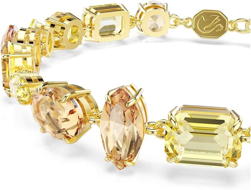 Swarovski Gema bracelet, Mixed cuts, Yellow, Gold-tone plated - Image 4