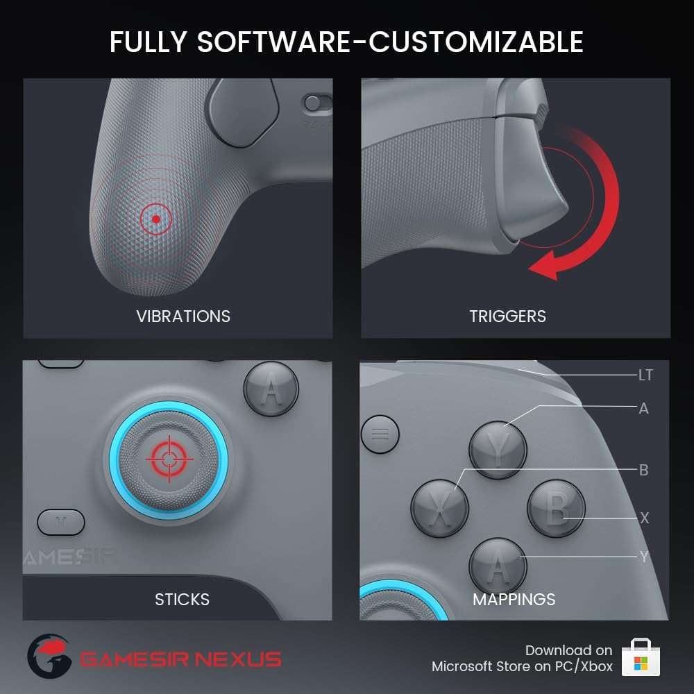 GameSir G7 SE Wired Controller for Xbox Series X|S, Xbox One & Windows 10/11, Plug and Play Gaming Gamepad with Hall Effect Joysticks/Hall Trigger, 3.5mm Audio Jack-Gray - Image 7