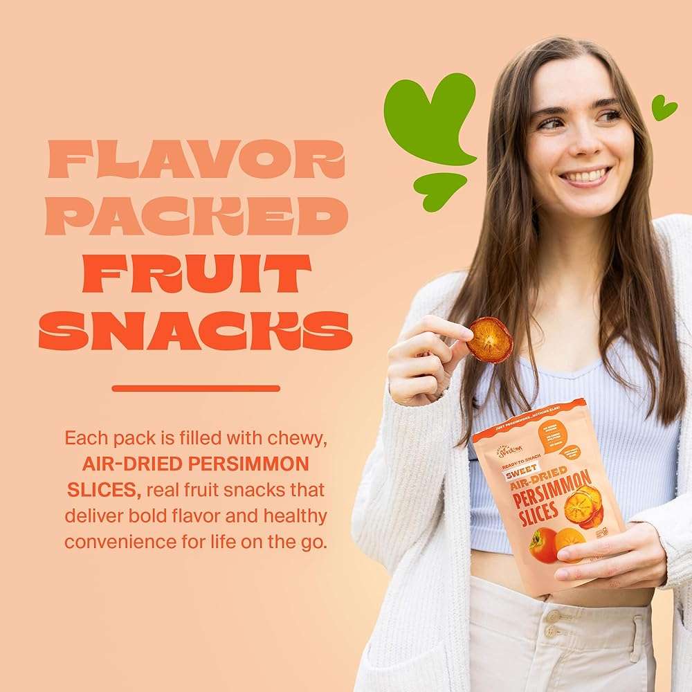 Whitney Jordan Naturals Air-Dried Persimmon Slices 2 Oz, Pack of 10 - Dried Fruit Snack Made from Real Persimmons - No Sugar Added, Gluten-Free, Vegan, Chewy Fruit for Healthy Snacking On-the-Go - Image 4