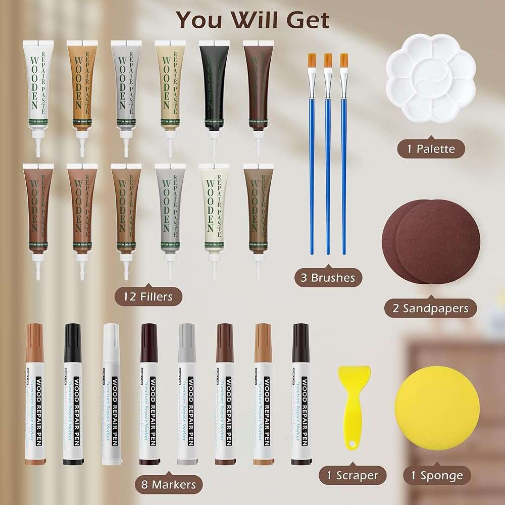 Oriflame Wood Furniture Repair Kit: 12-Color Filler and 8-Color Markers - Wood Touch Up for Scratches/Cracks/Holes/Stains in Floors/Table/Cabinets(Hardwood/Laminate) - Image 7