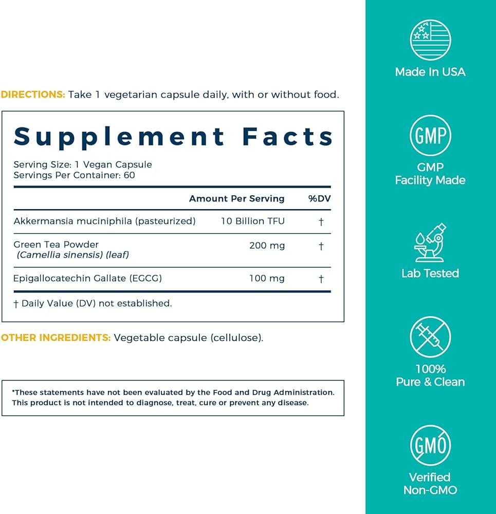 NewRhythm Akkermansia Muciniphila Probiotic, 10 Billion TFU, Pasteurized, Maximum Stability, Green Tea Leaf EGCG, GLP-1 Production, Metabolic Health, Gut, Immunity, for Women & Men, 60 Caps - Image 8