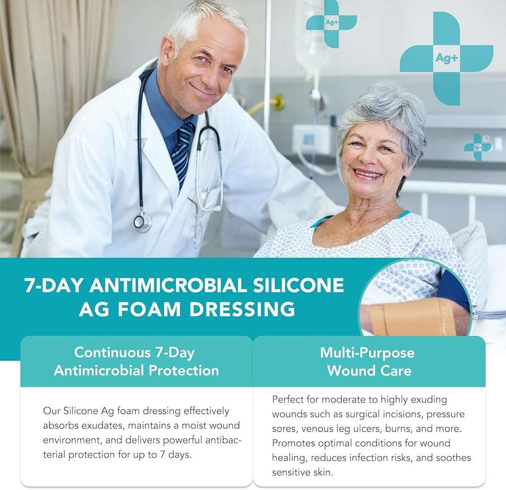 Silicone Foam Dressing, Wound Dressing Pads Various - 5 Packs for Protection from Infection, Hypoallergenic, Breathable, Absorbent for Cuts, Grazes, Ulcers, Sores -10cm x 10cm - Image 8
