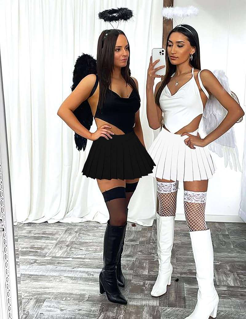 FireElf Mini Skirt for Women Pleated Skirts Y2K Sexy Skirt High Waist Schoolgirl Skirt Elastic Waistband Cosplay Club Outfits - Image 4