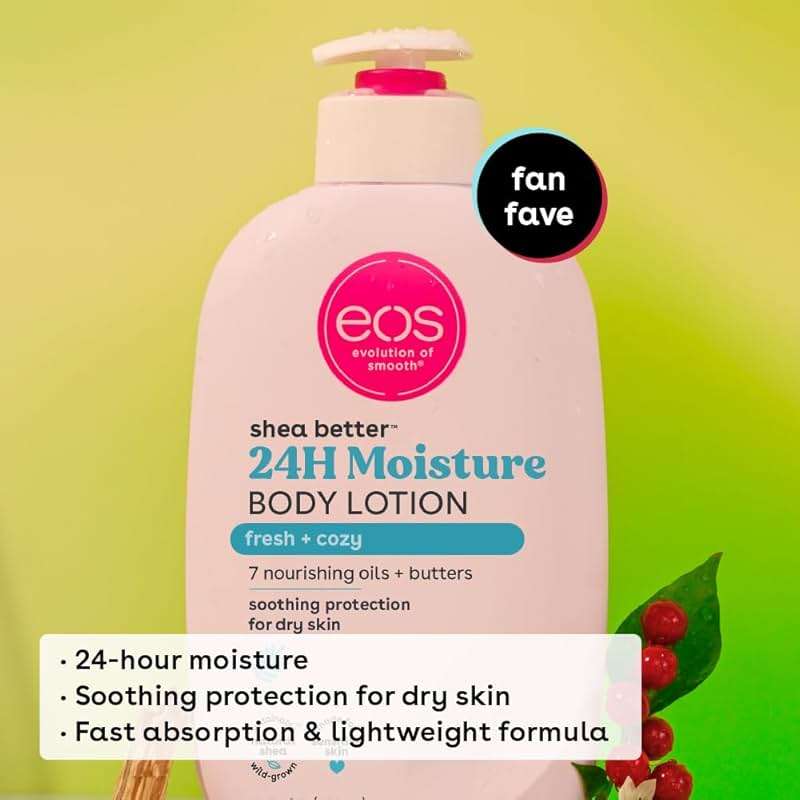 eos 24H Moisture Travel Body Lotion- Fresh & Cozy, Travel Size Essential, Toiletries, Mini Body Lotion, 2.5 fl oz (Pack of 2) - Image 2