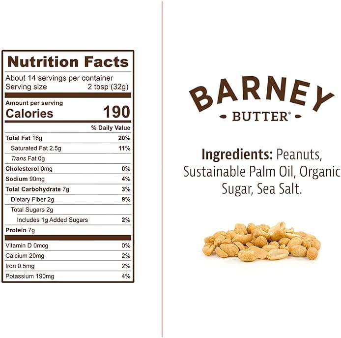 Barney Butter Peanut Butter, Smooth, 16 Ounce Jar, Natural, No Stir, Non-GMO, Gluten Free, Keto, Vegan (Pack of 2) - Image 2
