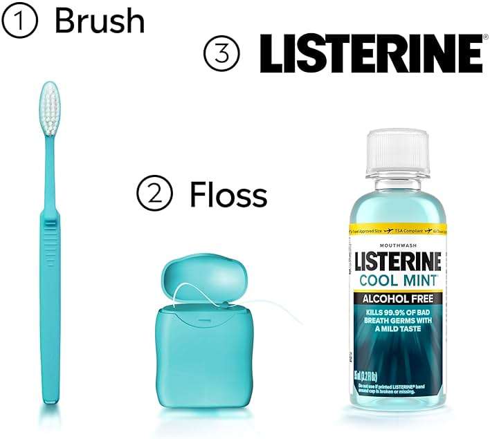 Listerine Alcohol Free Mouthwash, Less Intense Alcohol-Free Oral Care Formula for Bad Breath, Cool Mint Flavor, 3.2 fl. oz (Pack of 2) - Image 6