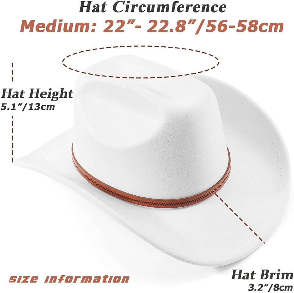 Western Cowboy Hats for Women Classic Felt Wide Brim Fedora Hat with Belt Buckle Retro Panama Hat Unisex Rolled up Cap - Image 5
