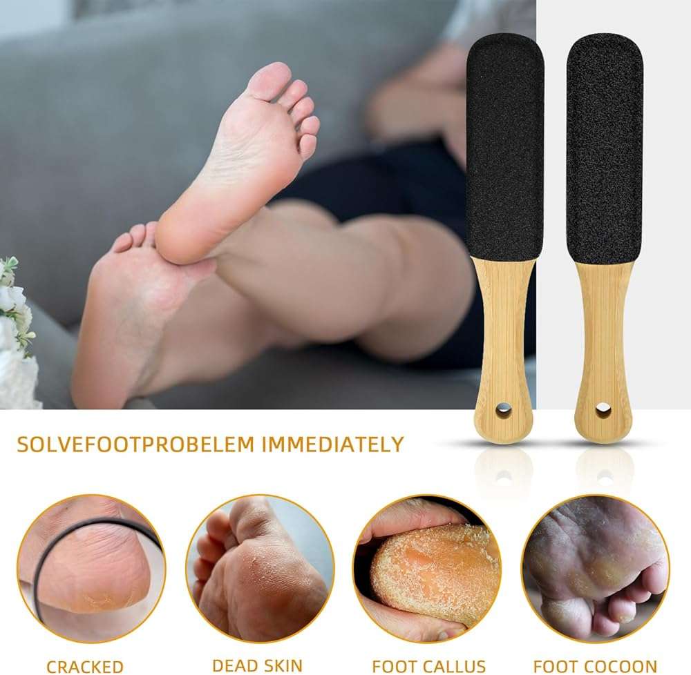 2 Pack Pumice Stone for Feet, Foot File and Callus Remover - Foot Scraper & Exfoliator Tool for Dead Skin, Cracked Heels, Dry Feet Care - Image 2