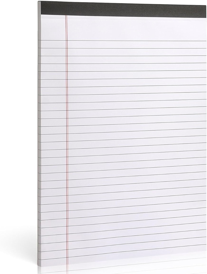 ZZTX Legal Pads 8.5 x 11 Inch White Writing Notepad, Lined Writing Pads for Work Office School, 50 Sheets Per Pad, A4, 1 Pack - Product Image