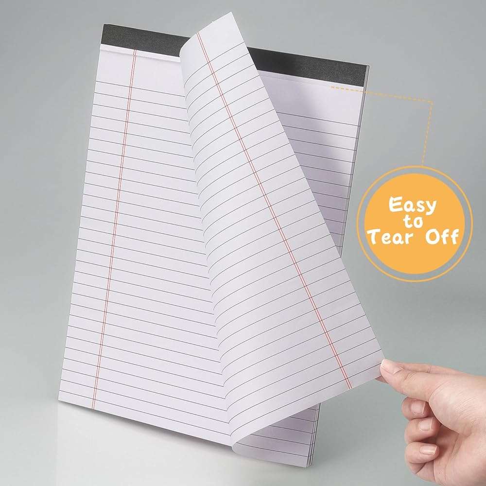 ZZTX Legal Pads 8.5 x 11 Inch White Writing Notepad, Lined Writing Pads for Work Office School, 50 Sheets Per Pad, A4, 1 Pack - Image 5