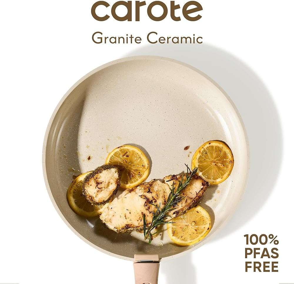 CAROTE 25PCS Ceramic Cookware Set, Pots and Pans set Non Stick, RV Kitchen Cooking Set Removable Handles, Oven Safe, Induction Cookware, Non-toxic Kitchen Cooking Set, PFAS and PFOA Free - Image 6