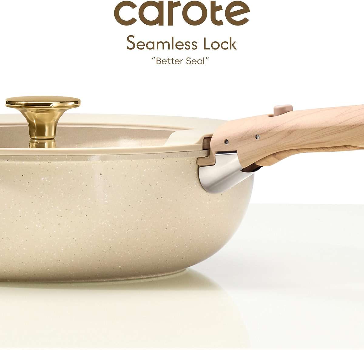 CAROTE 25PCS Ceramic Cookware Set, Pots and Pans set Non Stick, RV Kitchen Cooking Set Removable Handles, Oven Safe, Induction Cookware, Non-toxic Kitchen Cooking Set, PFAS and PFOA Free - Image 7