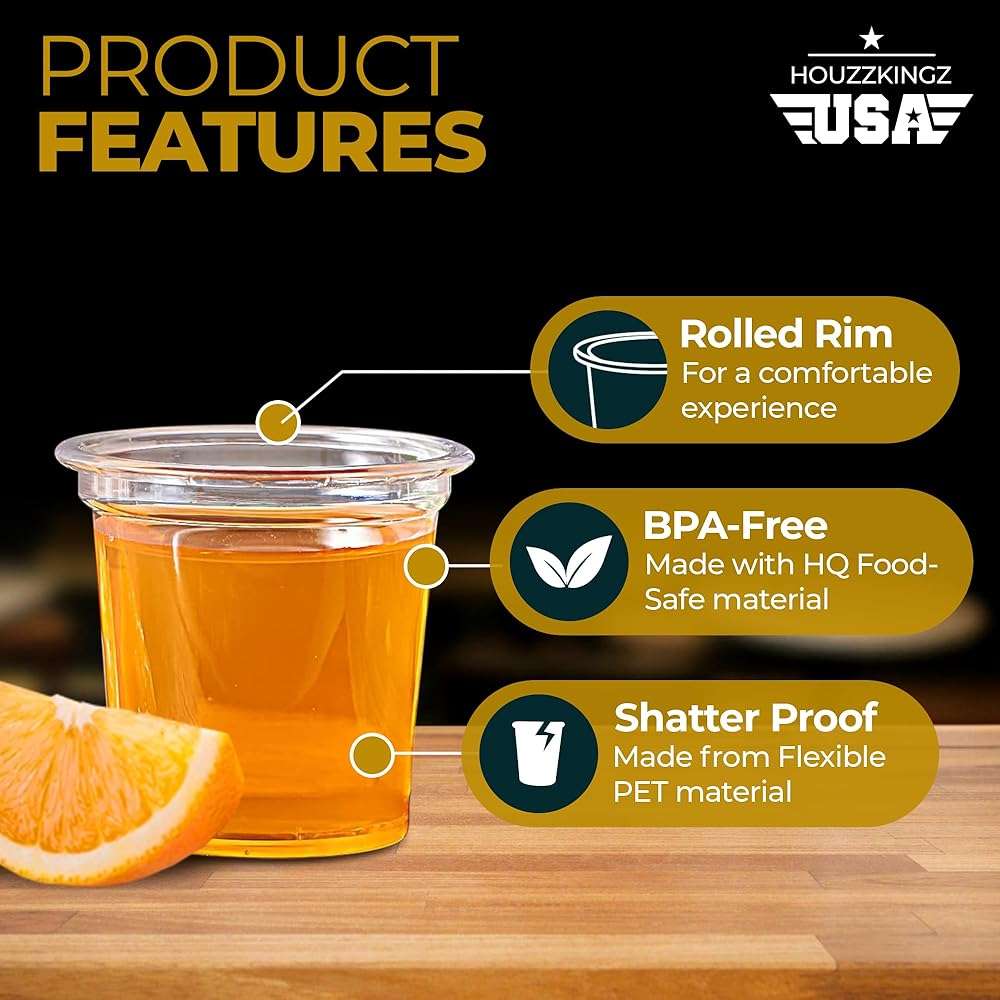 Plastic Shot Glasses Disposable 1.25 Oz – 250 Clear Plastic Shot Glass Cups Bulk for Liquors, Wine Tasting, Jello, Tequila, Mini Small Cocktail Margarita Sample Sauce Cups for Parties and Everyday Use - Image 3