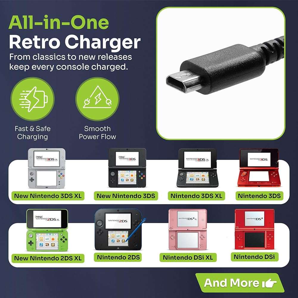 Mart Cobra USB-C & USB Charger Cable for Switch/PS Vita/Gameboy Micro/New 3DS XL/New 3DS/3DS XL/3DS/new 2DS XL/2DS/DS/DSi/GBA SP/DS Lite/Wii U Gamepad/PSP/Original Nintendo DS, 3DS Charger Advance SP - Image 4