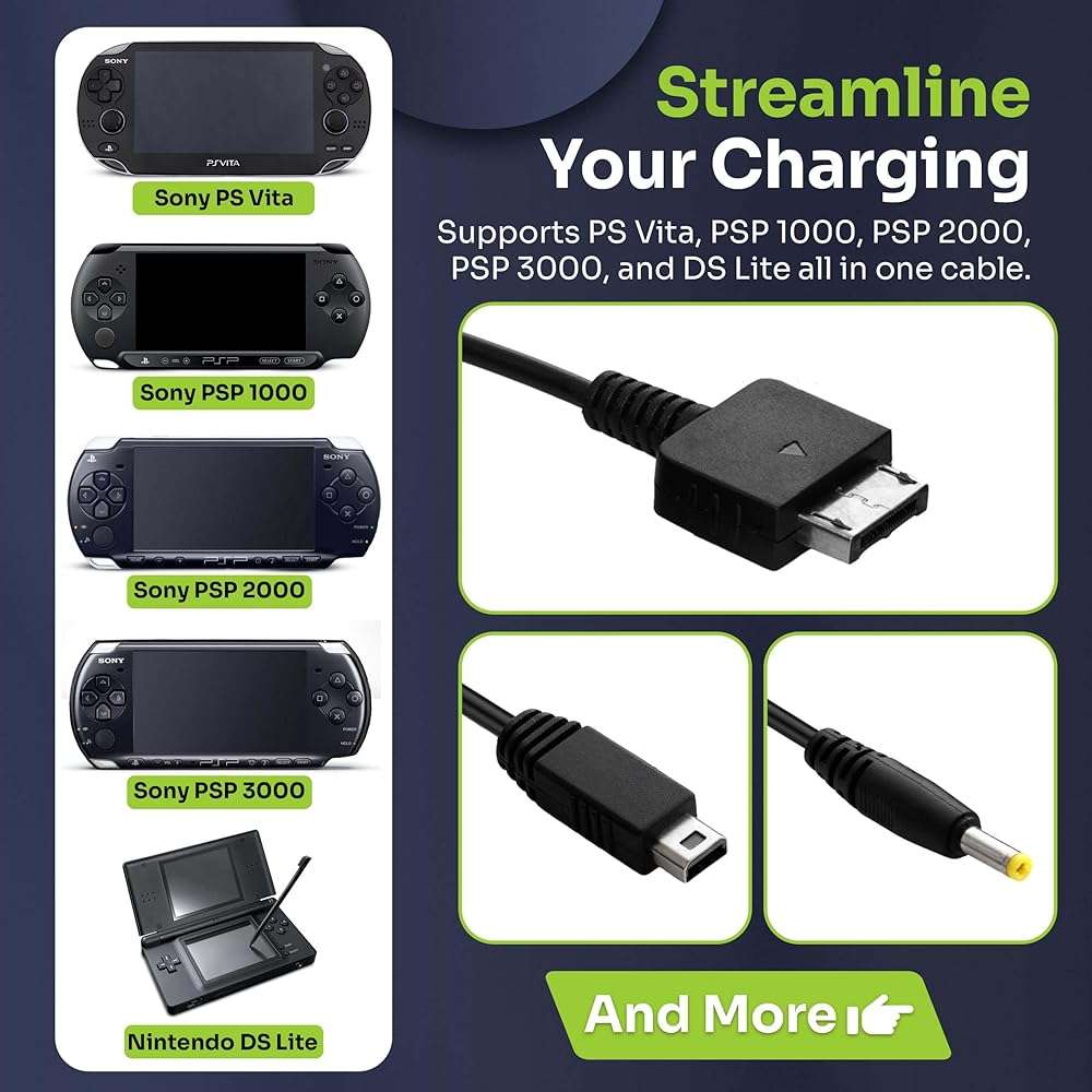 Mart Cobra USB-C & USB Charger Cable for Switch/PS Vita/Gameboy Micro/New 3DS XL/New 3DS/3DS XL/3DS/new 2DS XL/2DS/DS/DSi/GBA SP/DS Lite/Wii U Gamepad/PSP/Original Nintendo DS, 3DS Charger Advance SP - Image 6