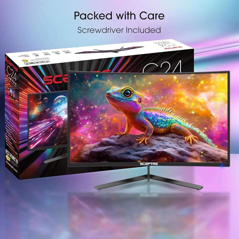 Sceptre New 24-inch Curved Gaming Monitor 1080p up to 180+Hz DisplayPort HDMI 100% sRGB, AMD FreeSync Build-in Speakers Machine Black 2026 (C248B-FWT168 Series) - Image 2