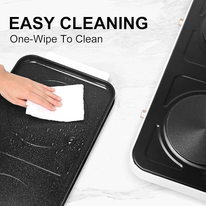 AEWHALE Countertop Double Burners with Removable Griddle Pan Non-stick,1800W Electric Hot Plate Adjustable Temperature - Image 5