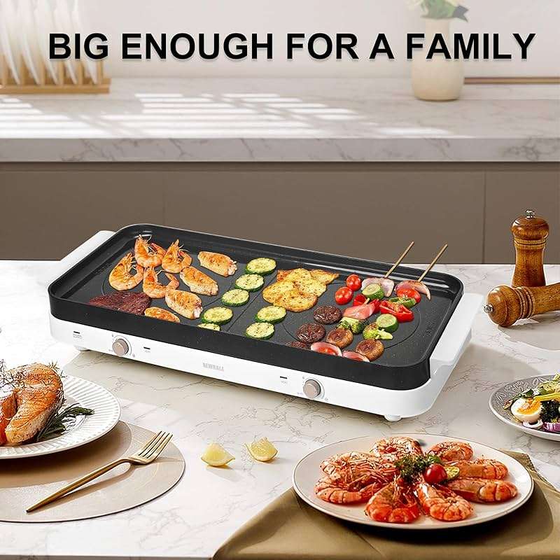 AEWHALE Countertop Double Burners with Removable Griddle Pan Non-stick,1800W Electric Hot Plate Adjustable Temperature - Image 6