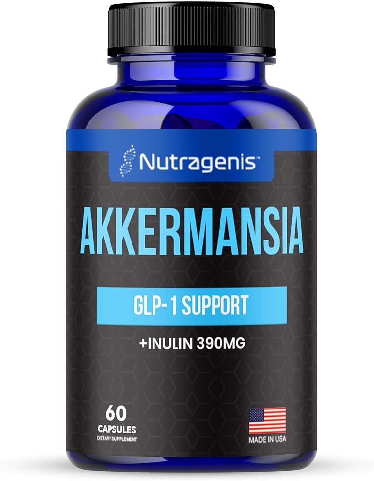 Nutragenis Akkermansia Muciniphila Probiotic – 1 Billion AFU with 390 mg Inulin Prebiotic Fiber – 60 Capsules, 2-Month Supply – Gut Health & Metabolism Support, Daily Probiotic for Men & Women - Image 1