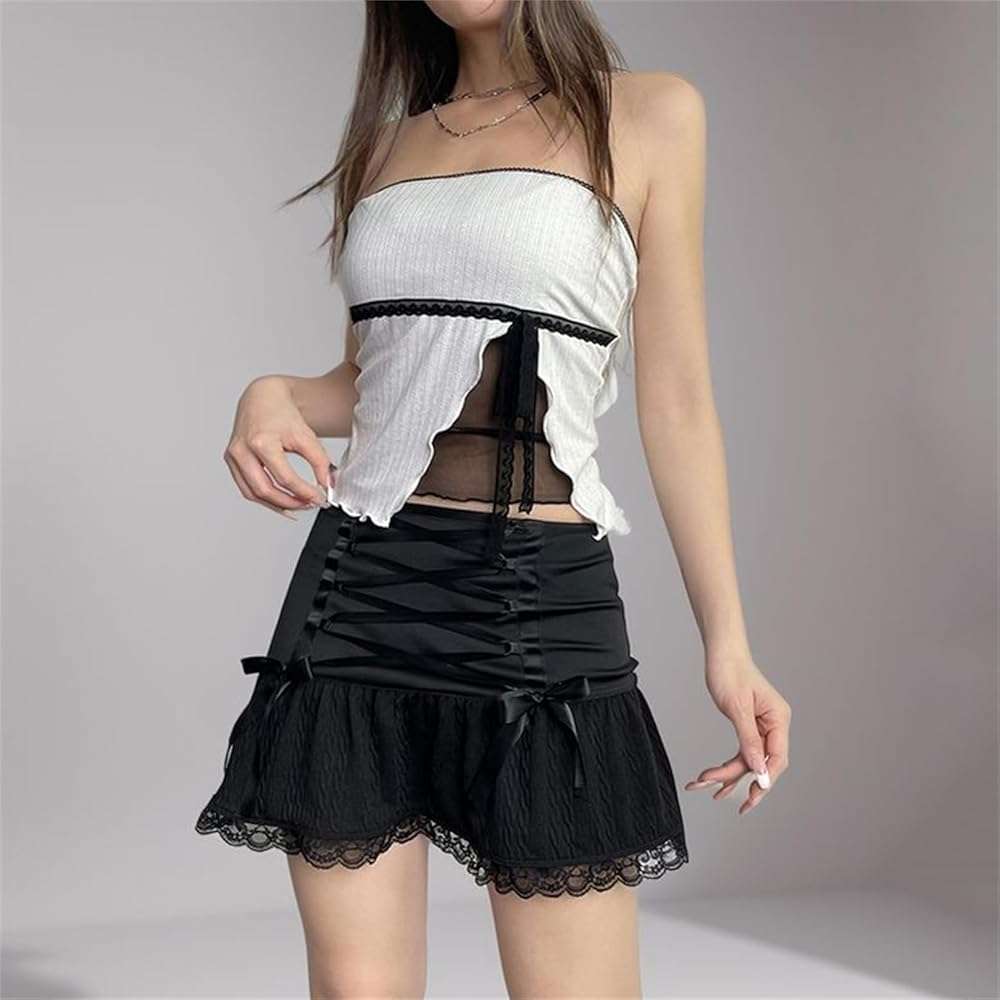 Inpunktoo Y2k A Line Mini Skirt Women Fairy Low Waisted Goth Flared Punk Rave - Image 2