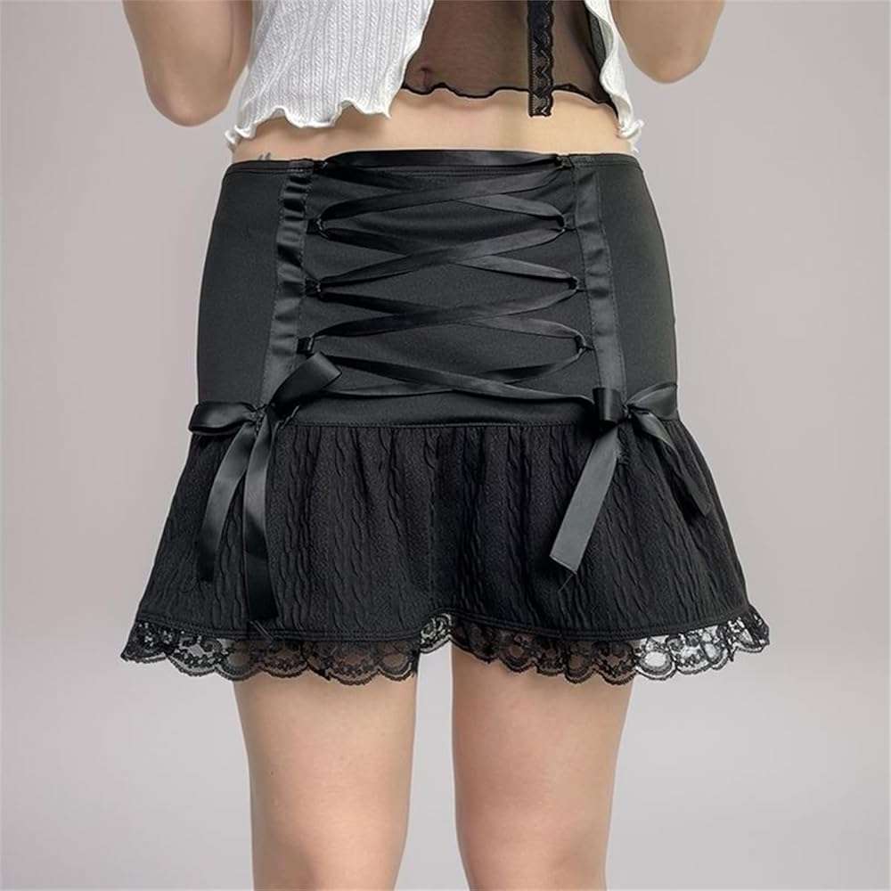 Inpunktoo Y2k A Line Mini Skirt Women Fairy Low Waisted Goth Flared Punk Rave - Image 3