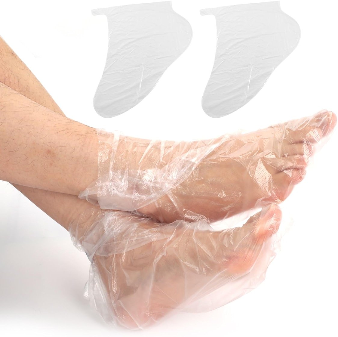 200Pcs Disposable Plastic Foot Covers, Leak-Proof Anti-Slip Design for Paraffin Bath, Spa, Pedicure & Shoe Trials (Clear) - Product Image