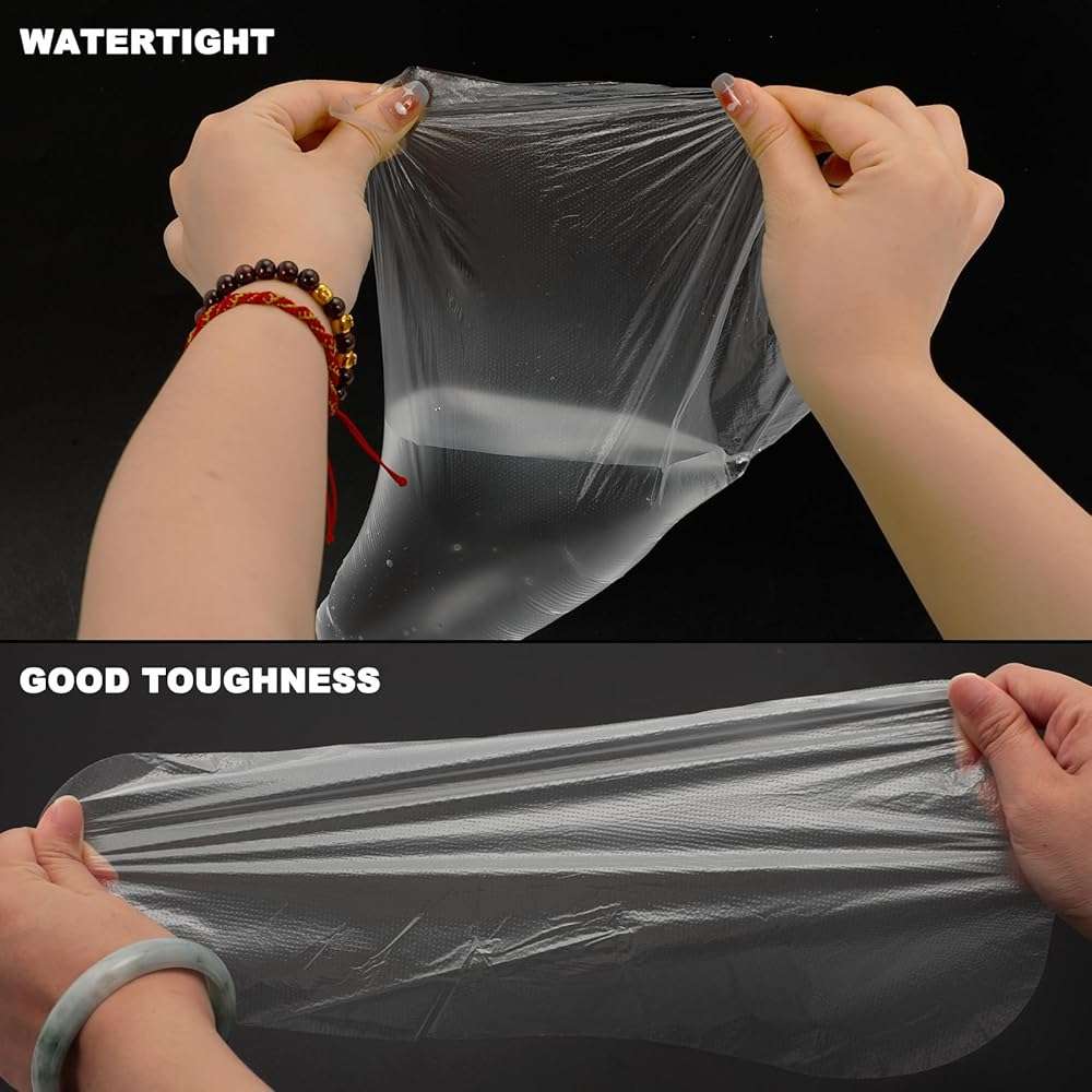 200Pcs Disposable Plastic Foot Covers, Leak-Proof Anti-Slip Design for Paraffin Bath, Spa, Pedicure & Shoe Trials (Clear) - Image 3
