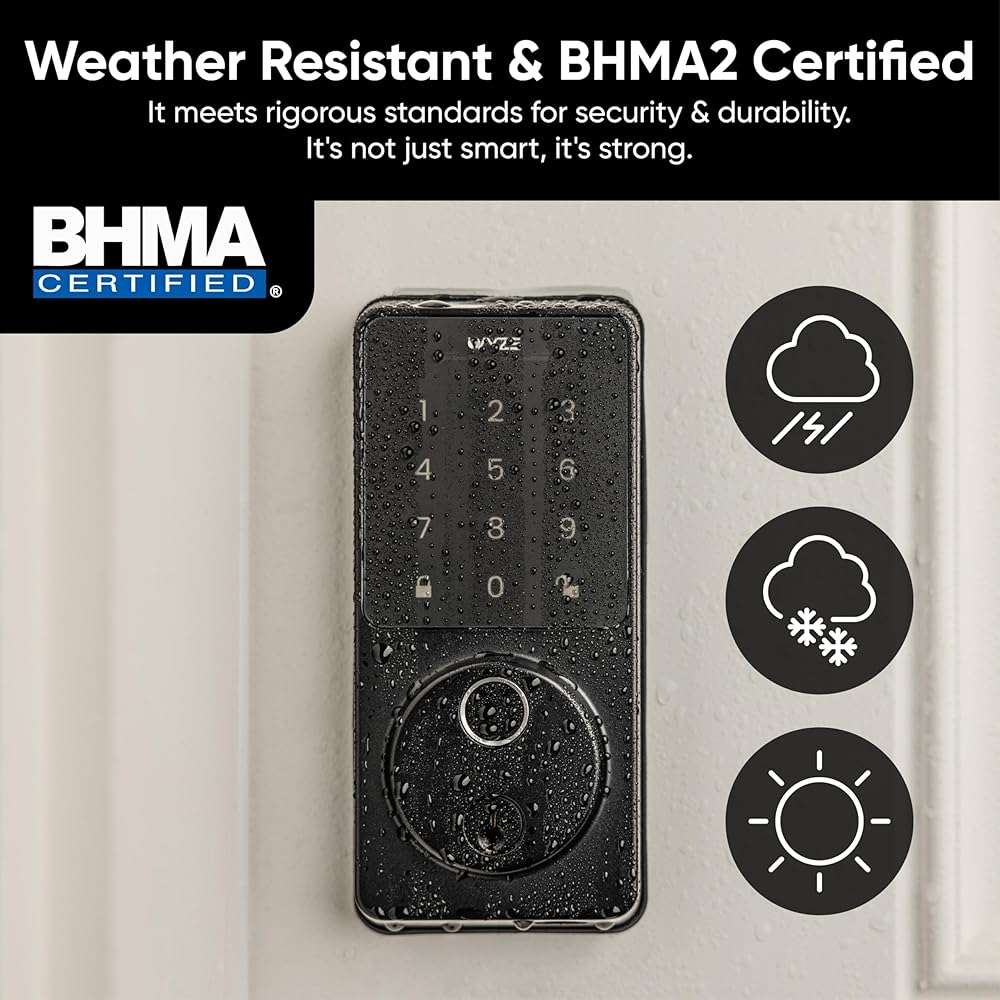 Wyze Auto-Lock Bolt v2, Fingerprint Keyless Entry Smart Lock, AI Learning Scanner with Wi-Fi Front Door Lock Deadbolt, Auto-Lock, 8 Months Battery, BHMA2, IP53, Anti-Peep Keypad, Backup Keys - Image 14