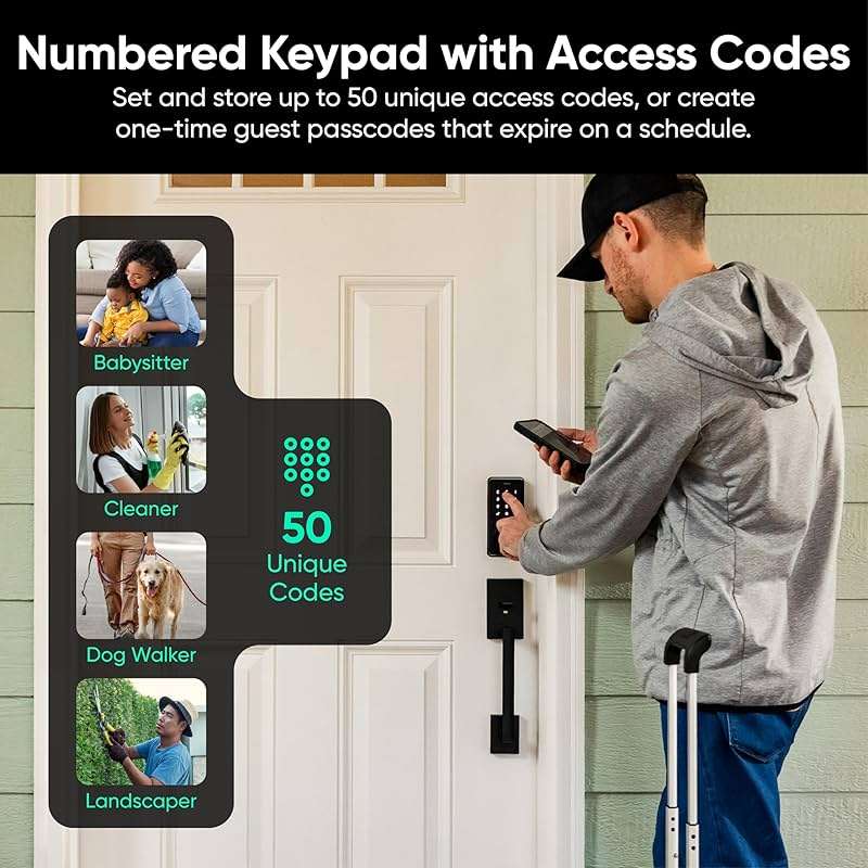 Wyze Auto-Lock Bolt v2, Fingerprint Keyless Entry Smart Lock, AI Learning Scanner with Wi-Fi Front Door Lock Deadbolt, Auto-Lock, 8 Months Battery, BHMA2, IP53, Anti-Peep Keypad, Backup Keys - Image 7