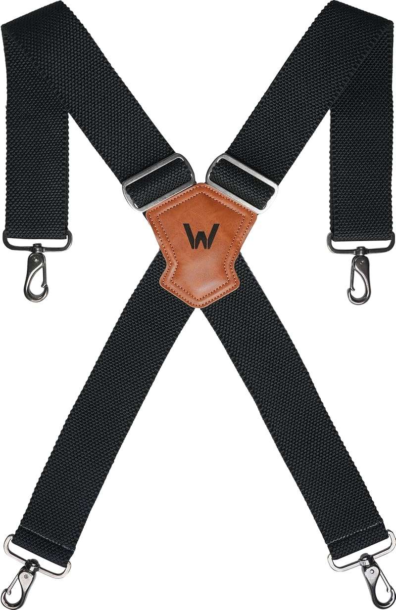 WELKINLAND HD Elastic Work Suspenders, Heavy Duty Suspenders For Men, 2-Inch Wide Suspenders For Men, Mens Suspender For Jeans, Man Suspender With Hooks For Belt Loop, Work Suspender For Man - Image 1