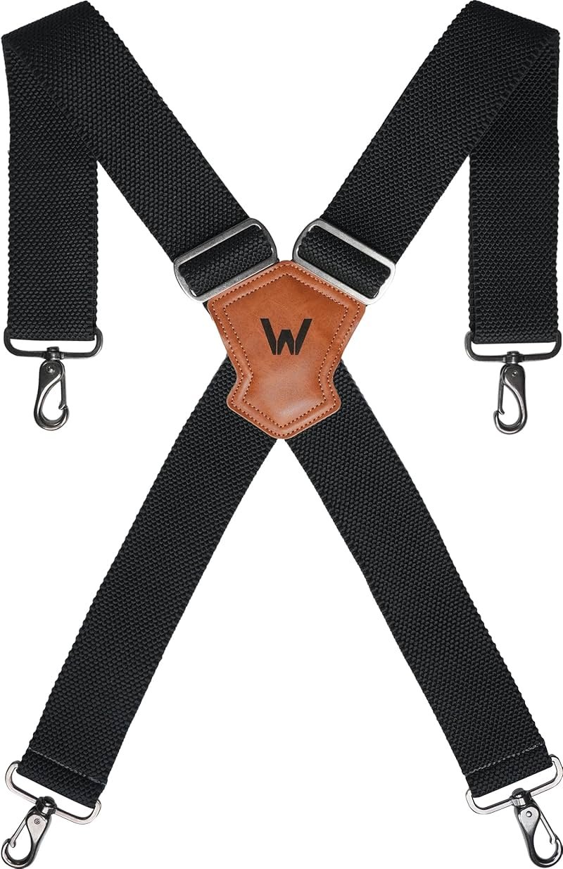 WELKINLAND HD Elastic Work Suspenders, Heavy Duty Suspenders For Men, 2-Inch Wide Suspenders For Men, Mens Suspender For Jeans, Man Suspender With Hooks For Belt Loop, Work Suspender For Man - Product Image