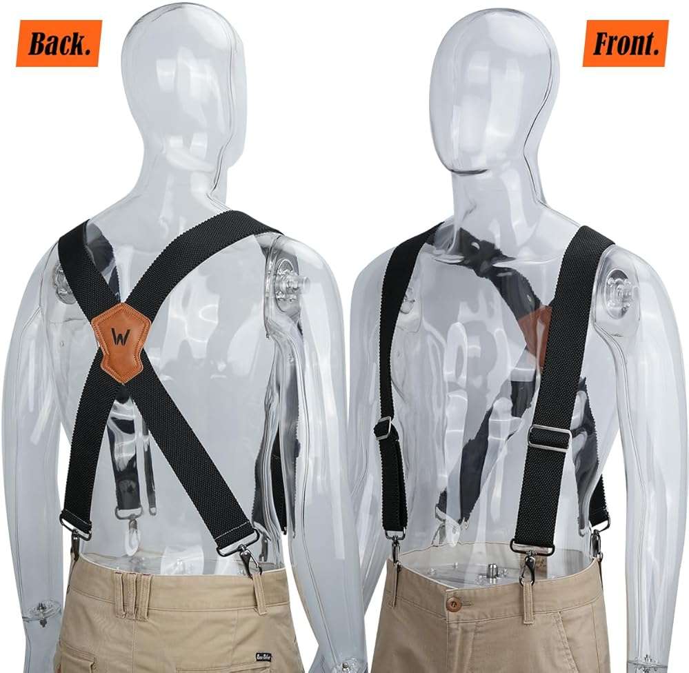 WELKINLAND HD Elastic Work Suspenders, Heavy Duty Suspenders For Men, 2-Inch Wide Suspenders For Men, Mens Suspender For Jeans, Man Suspender With Hooks For Belt Loop, Work Suspender For Man - Image 3