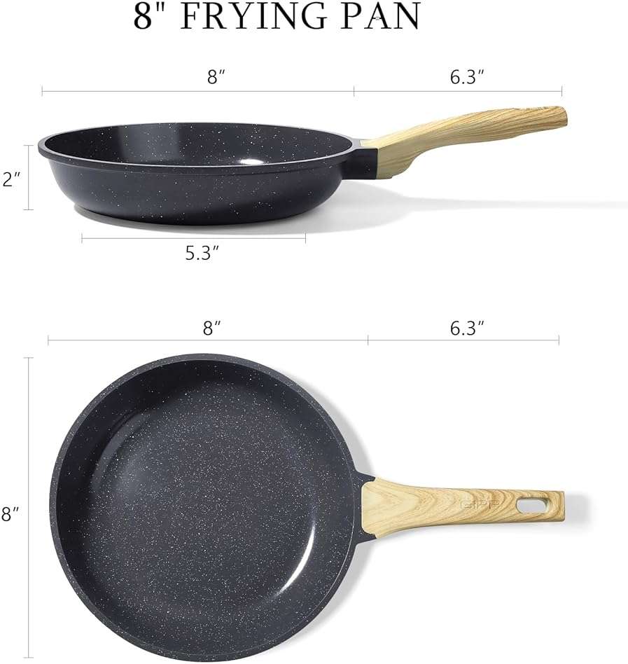 GiPP Non Stick Frying Pan - 8" Nonstick Pan Skillet with Ceramic Coating,Non Toxic Fry Pans for Cooking, Omelette Pan with Stay Cool Handle, Induction Compatible, PFAS/PTFE/PFOA Free (Gray) - Image 3