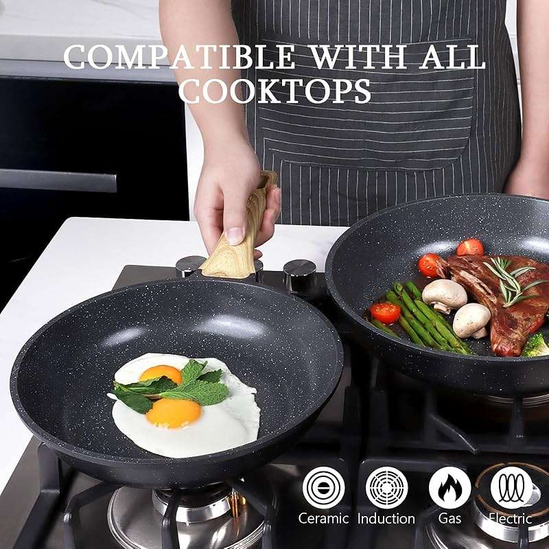 GiPP Non Stick Frying Pan - 8" Nonstick Pan Skillet with Ceramic Coating,Non Toxic Fry Pans for Cooking, Omelette Pan with Stay Cool Handle, Induction Compatible, PFAS/PTFE/PFOA Free (Gray) - Image 6