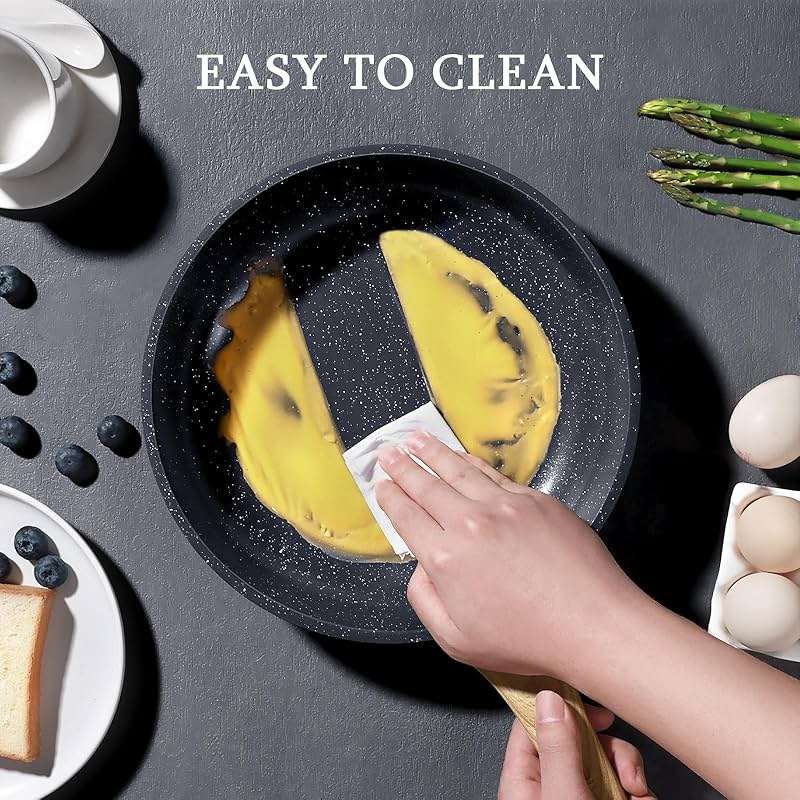 GiPP Non Stick Frying Pan - 8" Nonstick Pan Skillet with Ceramic Coating,Non Toxic Fry Pans for Cooking, Omelette Pan with Stay Cool Handle, Induction Compatible, PFAS/PTFE/PFOA Free (Gray) - Image 7