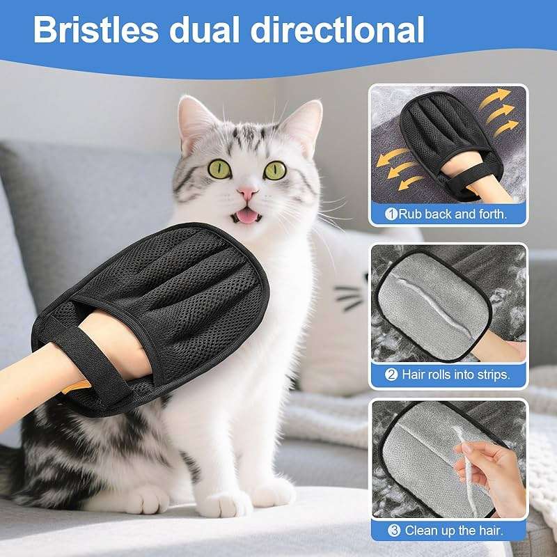 Salhap Pet Hair Removal Glove for Cats & Dogs, Upgraded Five-Finger Electrostatic Pet Hair Glove, Reusable Magic Brush Pet Hair Remover Tool for Laundry, Couch, Carpet, Car Seat - Image 3