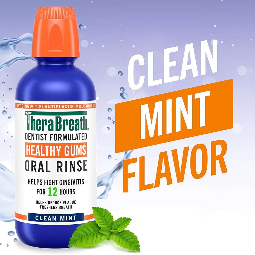 TheraBreath Healthy Gums Oral Rinse, Antigingivitis, Clean Mint Flavor, Dentist Formulated to Help Prevent Gingivitis and Support Gum Health, Alcohol Free, 1 Liter - Image 2