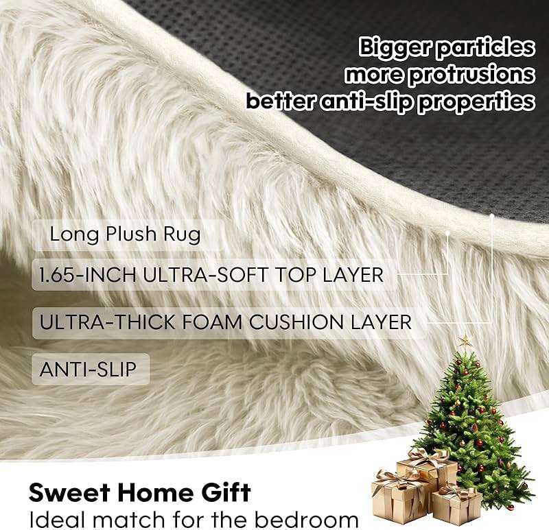 Mtandyx 8x10 Area Rugs Living Room, Cream White Large Plush Fluffy Bedroom Carpet, Non-Slip Upgraded Indoor Thick Soft Rug, Modern Plush Carpet Suitable for Kids Home Decor Aesthetics Dorm. - Image 7