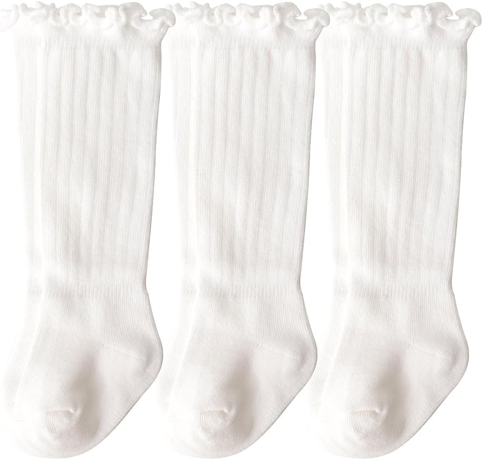 AQOKKA Baby Knee High Socks Kids Tube Long Boot Cotton Knit Stocking Infant Toddler Dress Socks for Boy Girl - Product Image